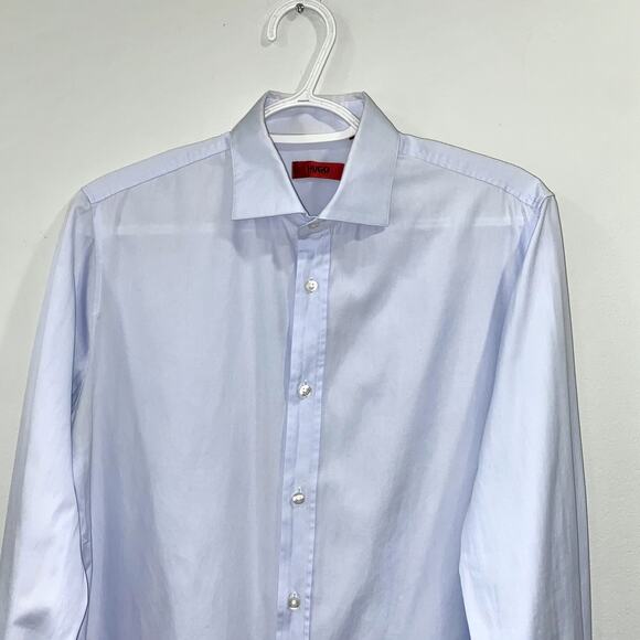Hugo Boss Men's Dress Shirt Light Blue Long Sleeve Cotton (Size 15 32/33 38) - Picture 3 of 10